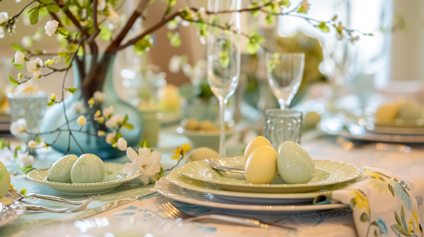 Airy colored spring table decorations