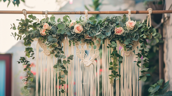 Bohemian macramé and greenery for Mother's Day decoration ideas