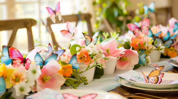 Easter Table Setting With Butterfly Accents