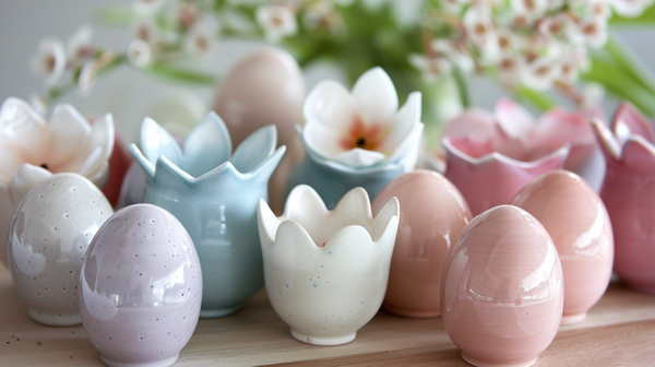 Easter Table Setting Featuring Ceramic Egg Holders