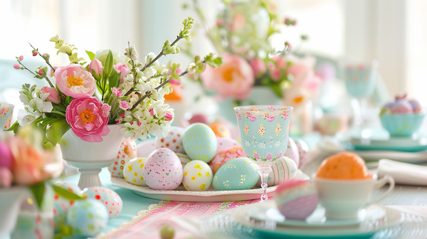 Easter table setting that features handmade decor