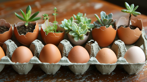 Easter Table Setting Featuring Eco-Friendly Eggshell Planters