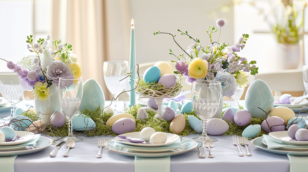 Easter Table Setting Of A Elegant Pastel Paradise Theme Decor