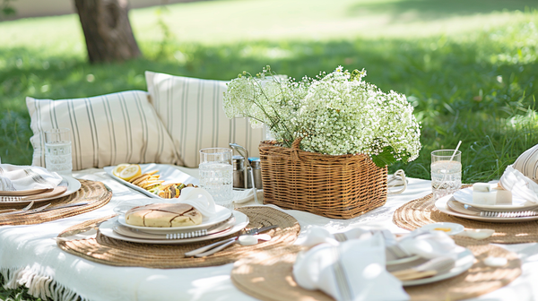 Casual picnic setup, perfect Mother's Day party ideas.