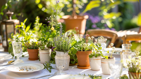 Herb garden centerpiece, Mother's Day party ideas.