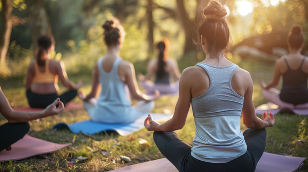 Group yoga, peaceful Mother’s Day event ideas.