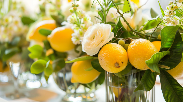 Lemon-floral centerpieces for Mother's Day decoration ideas.