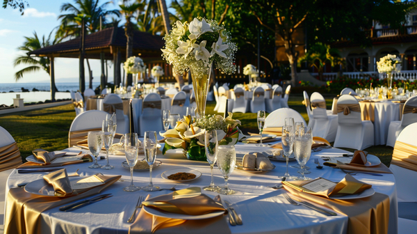 Chic beachside dining, for Mother's Day party ideas.