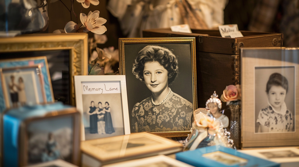 Vintage photo display for Mother’s Day event