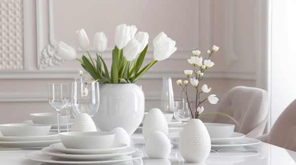 White Modern Minimalist Easter Table Setting