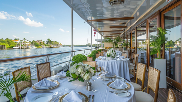 River cruise dining setup for mother’s day party