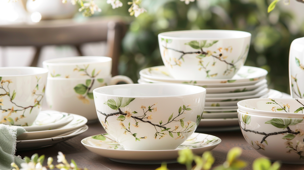 Natured spired tableware for spring table decorations