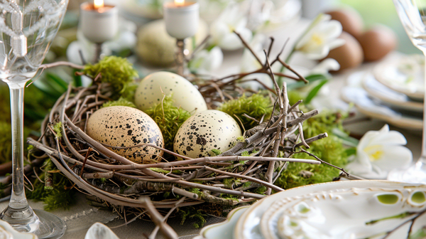 Easter table setting inspired by a bird's nest
