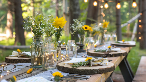 Spring table decorations with outdoor elements