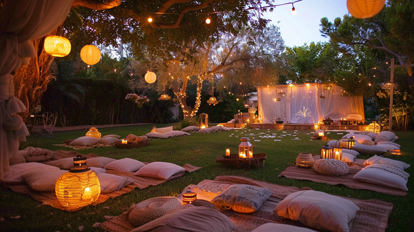 Mother’s day party ideas featuring cozy outdoor cinema.
