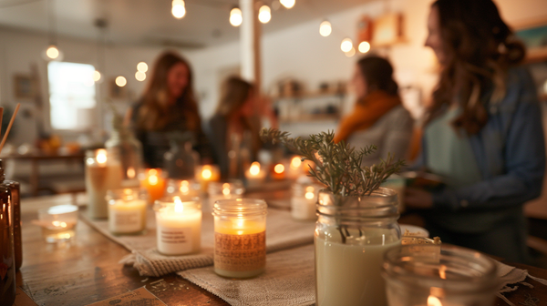 Intimate mother’s day gathering with elegant candles.