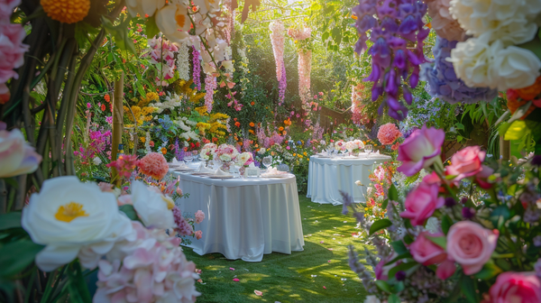 Mother’s day party ideas amidst vibrant garden blooms