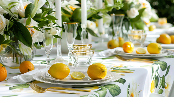 Citrus-themed Mother's Day brunch table setting ideas