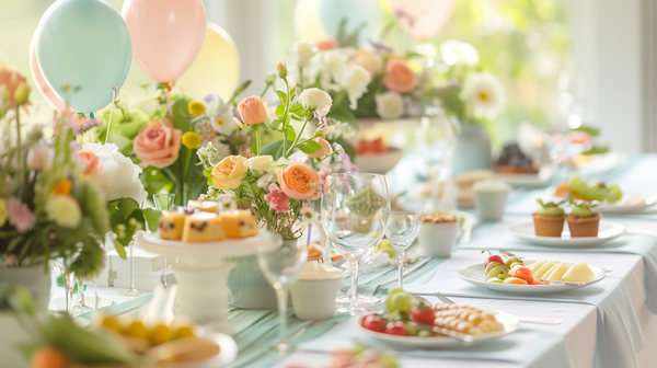 Pastel spring themes at a delightful garden brunch.