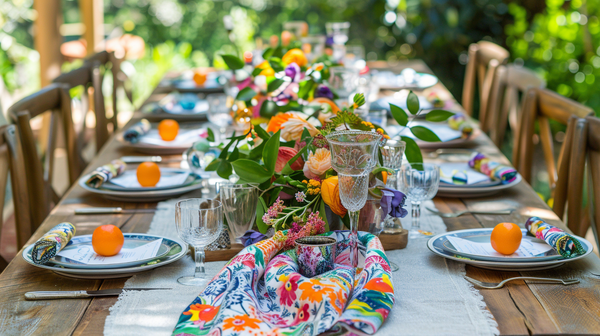 Easter Table Setting Featuring A Springtime Scarf Runner