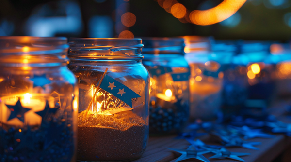 Starry night candle holders perfect for a 4th of July evening.