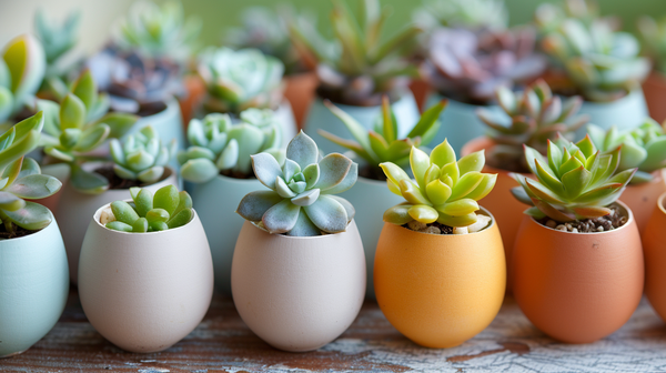 Easter Table Setting Featuring Succulents Growing Out Of Egg Shells