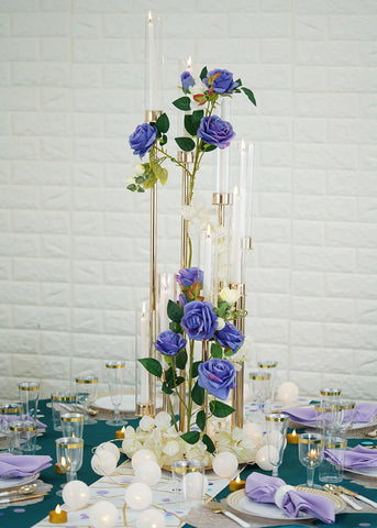 teal & lavender tablescape decor