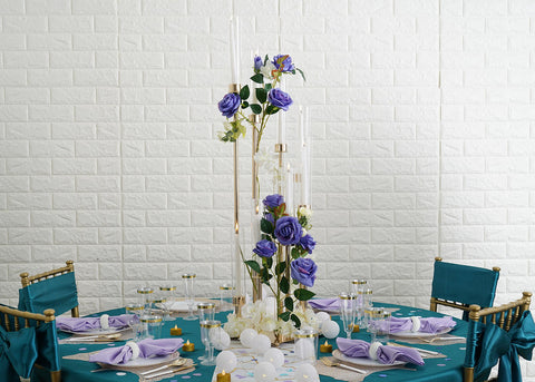 teal & lavender tablescape decor