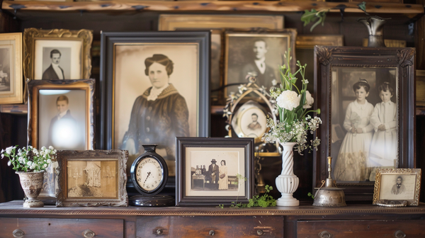 Antique family photos as mother's day decoration ideas