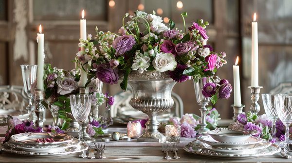 Easter Table Setting Featuring Vintage Silver Elegance Decor