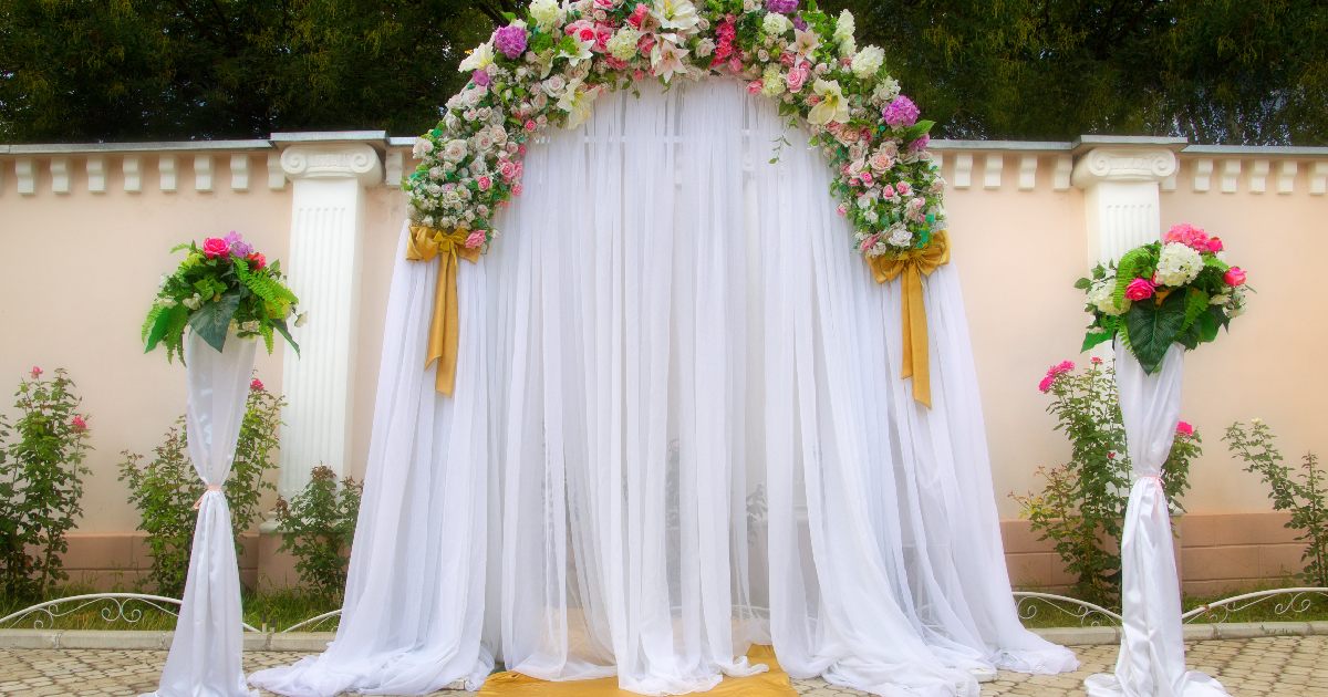 diy wedding arch drapery