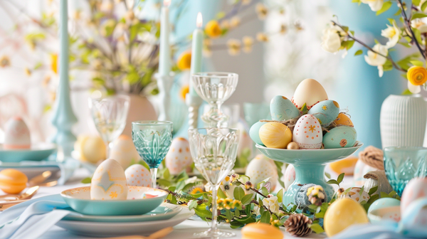 Bright Pastel Colored Easter Table Setting