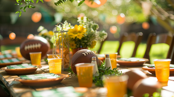 Sporty spring themes with a fun football table setting.