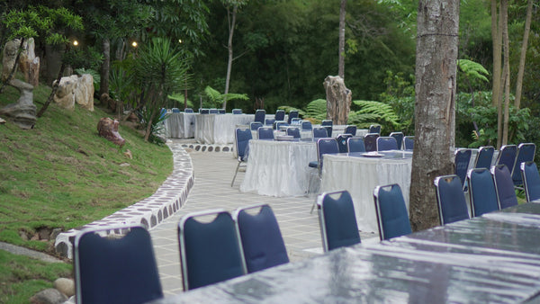 protection for an outdoor wedding reception- wedding tables