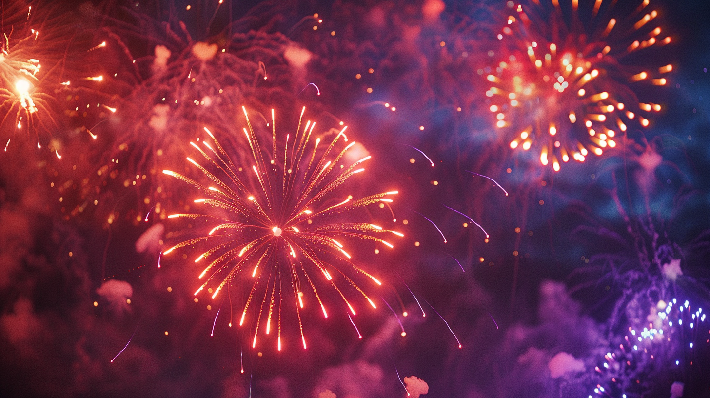 Vibrant 4th of July fireworks display lighting up the night sky.