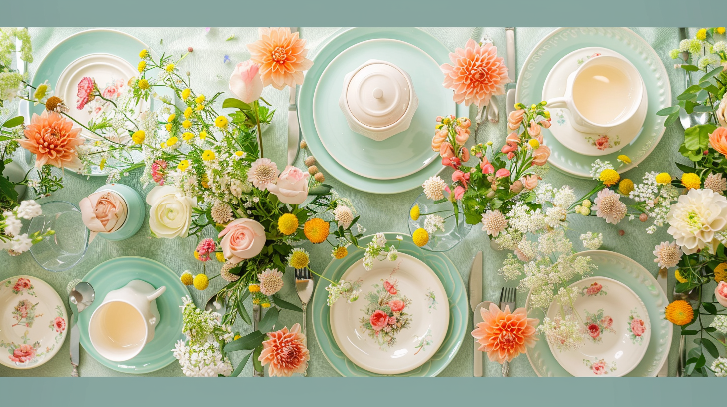 Colorful garden party tablescape ideas with vibrant flowers.