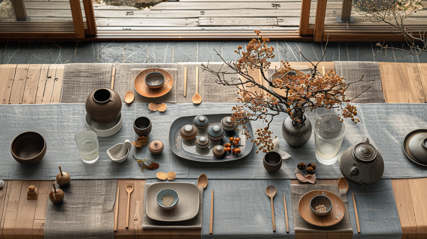 Minimalist tablescape ideas with Japanese style elements.