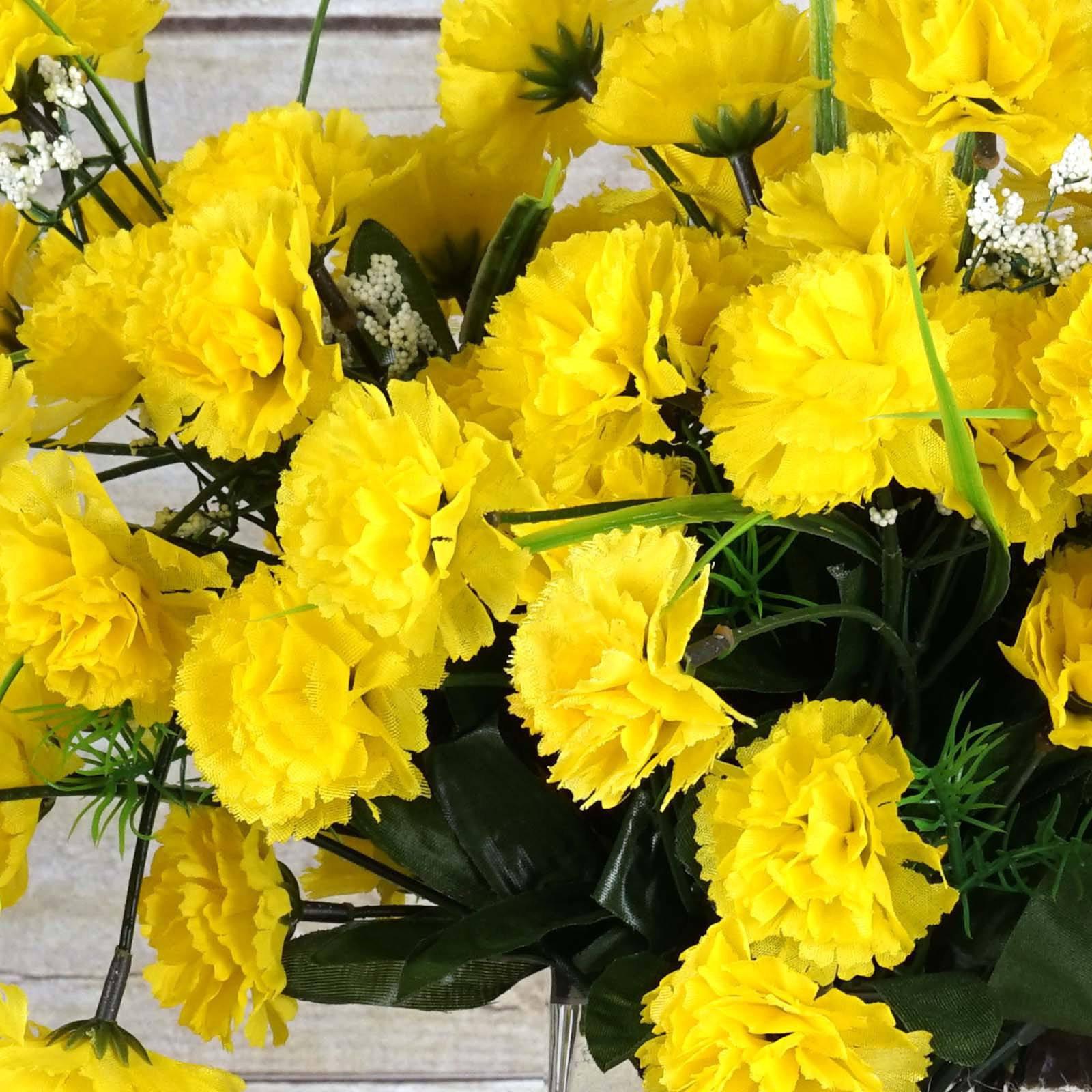 12 Bush 252 Pcs Yellow Artificial Mini Carnation Flowers | Tablecloths ...