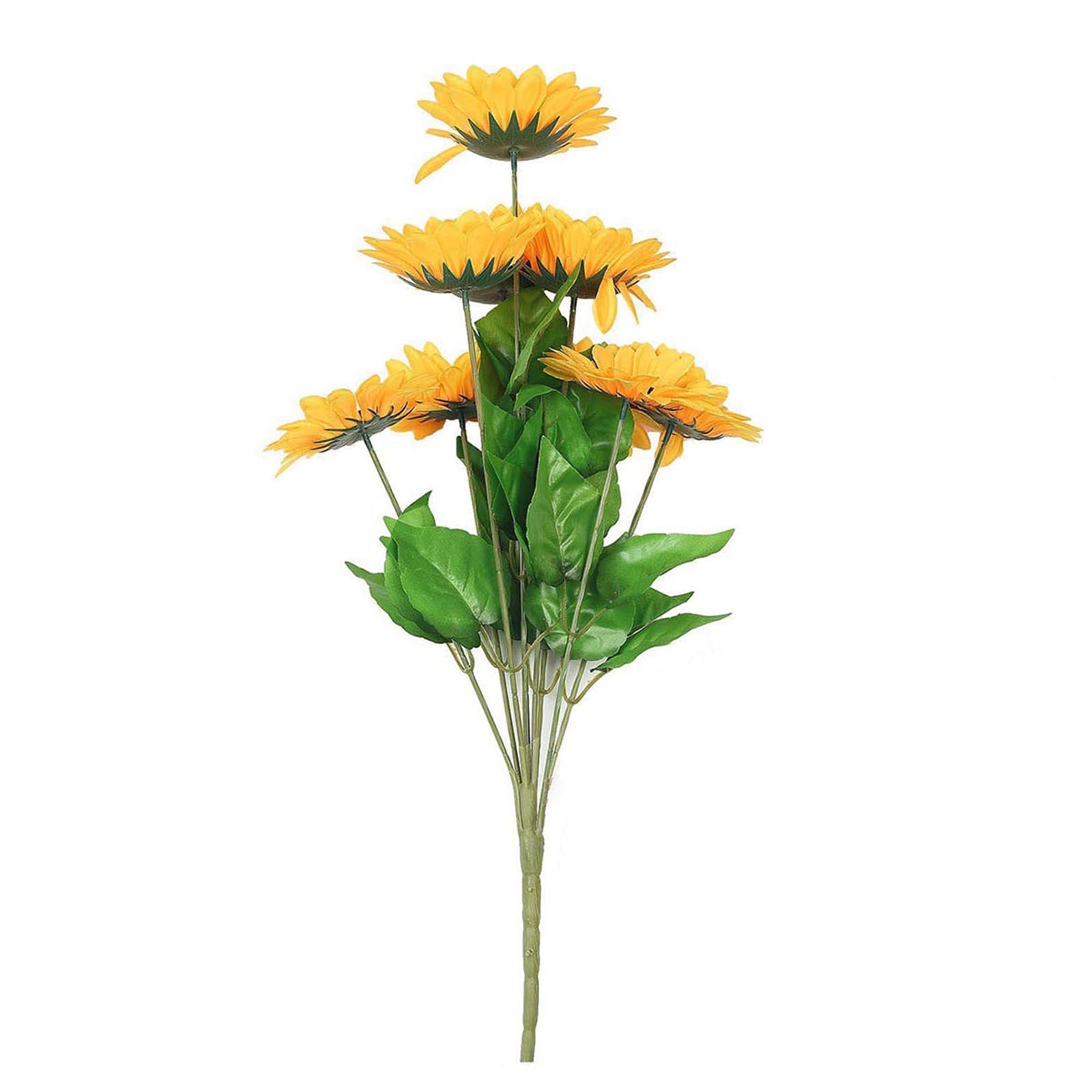 5 Bushes | 45 Yellow Large Artificial Sunflowers | Full Bloomed Silk ...