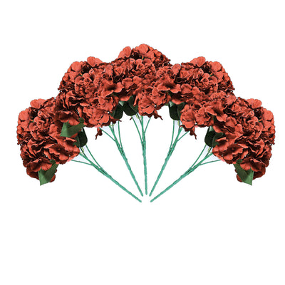 4 Bushes | 20 Heads Burgundy Silk Hydrangea Artificial Flower Bushes