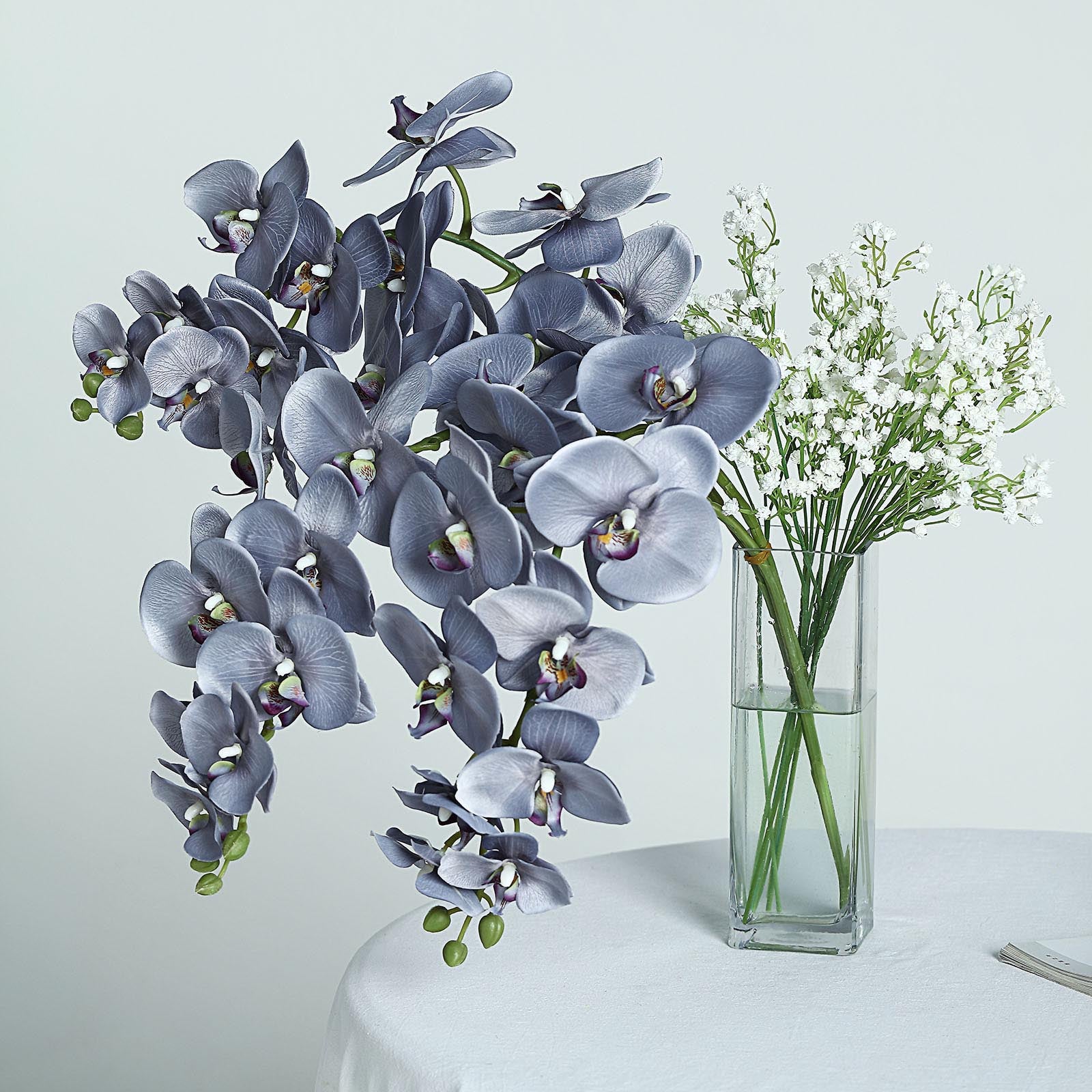 40 Charcoal Gray Silk Orchids Stem Artificial Orchid Flowers Tableclothsfactory 3978