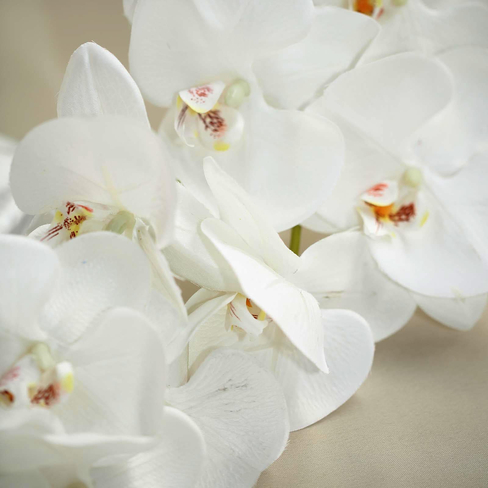 2 Stems 40 White Silk Orchids Stem Artificial Orchid Flowers Tableclothsfactory 9599