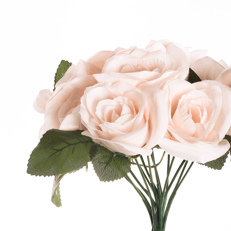 14 Velvet Roses Artificial Flower Bouquet - Rose Gold | Blush ...