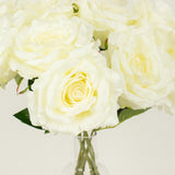 2 Bushes | 17inch Ivory Premium Silk Jumbo Rose Flower Bouquet, Wedding Floral Arrangements
