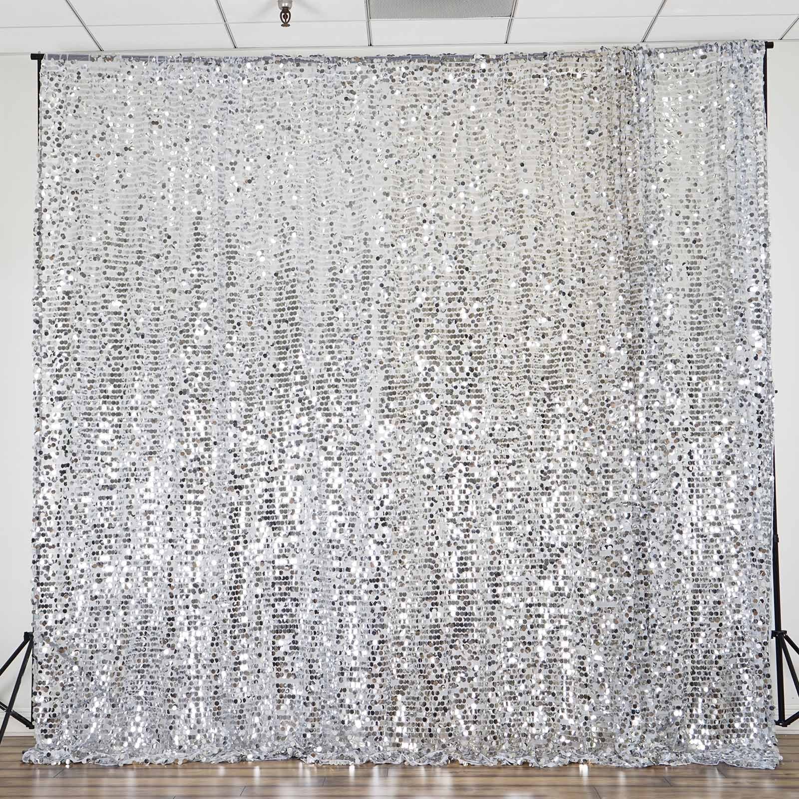 ft Silver Big Payette Sequin Curtain Panel Backdrop Wedding Party Photography Background 1 Pcs Tableclothsfactory Com