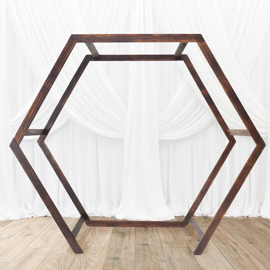 7FT Rustic Elegant Hexagonal Wooden Backdrop Stand | Heavy Duty Dark ...