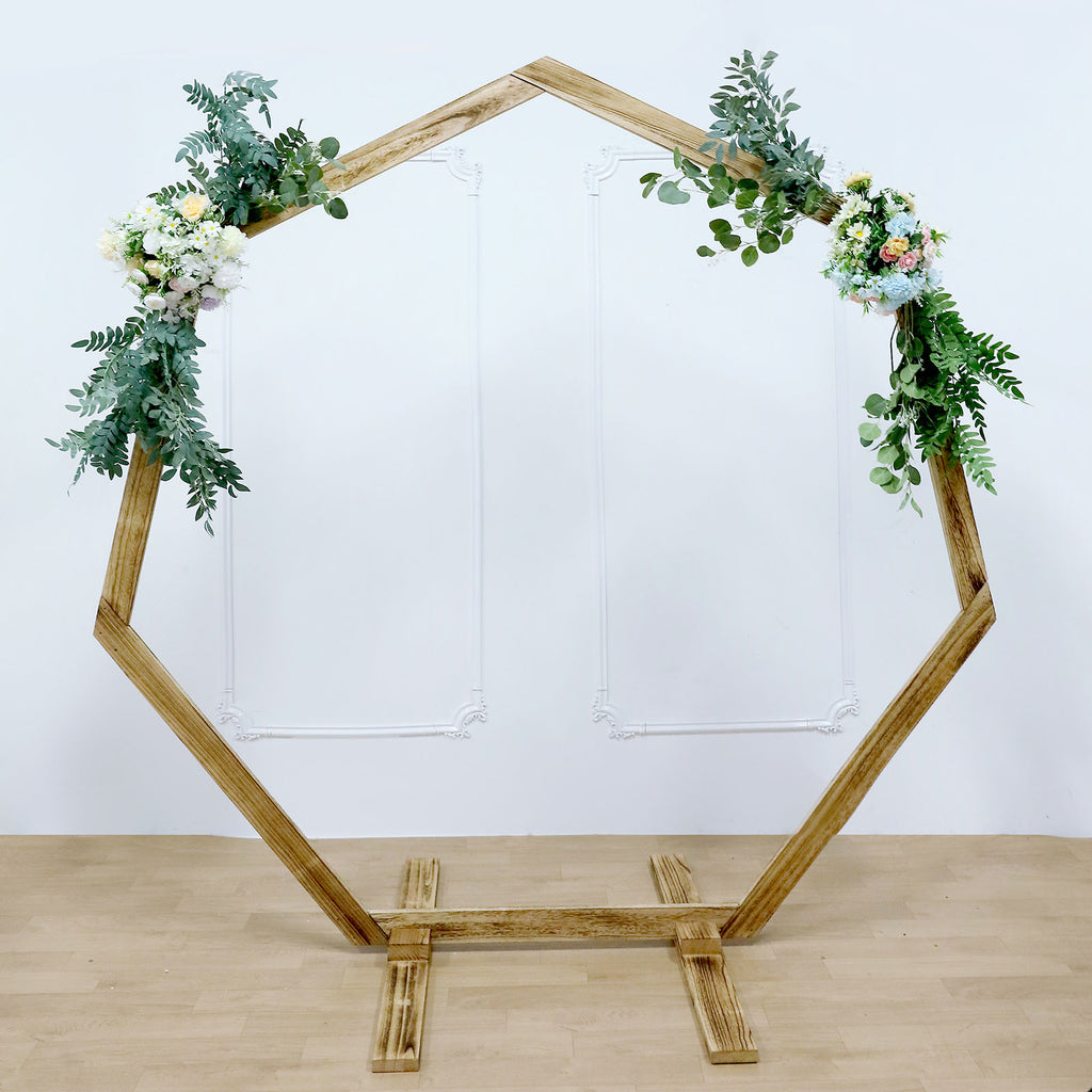 7ft Wooden Wedding Arch Heptagonal Wedding Arbor Photo Booth Backdrop Stand Tableclothsfactory