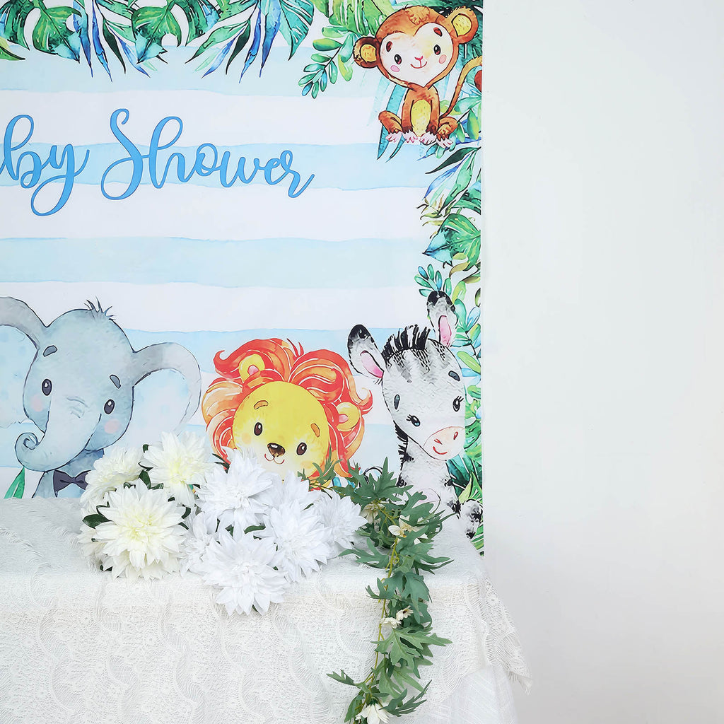 5FTx7FT | Jungle Safari Vinyl Backdrop, Baby Shower Animals Theme  Photography Background Party Banner | TableclothsFactory