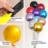 2 Pack | 12" Rose Gold Orbz Foil Balloons, 4D Sphere Mylar Balloons