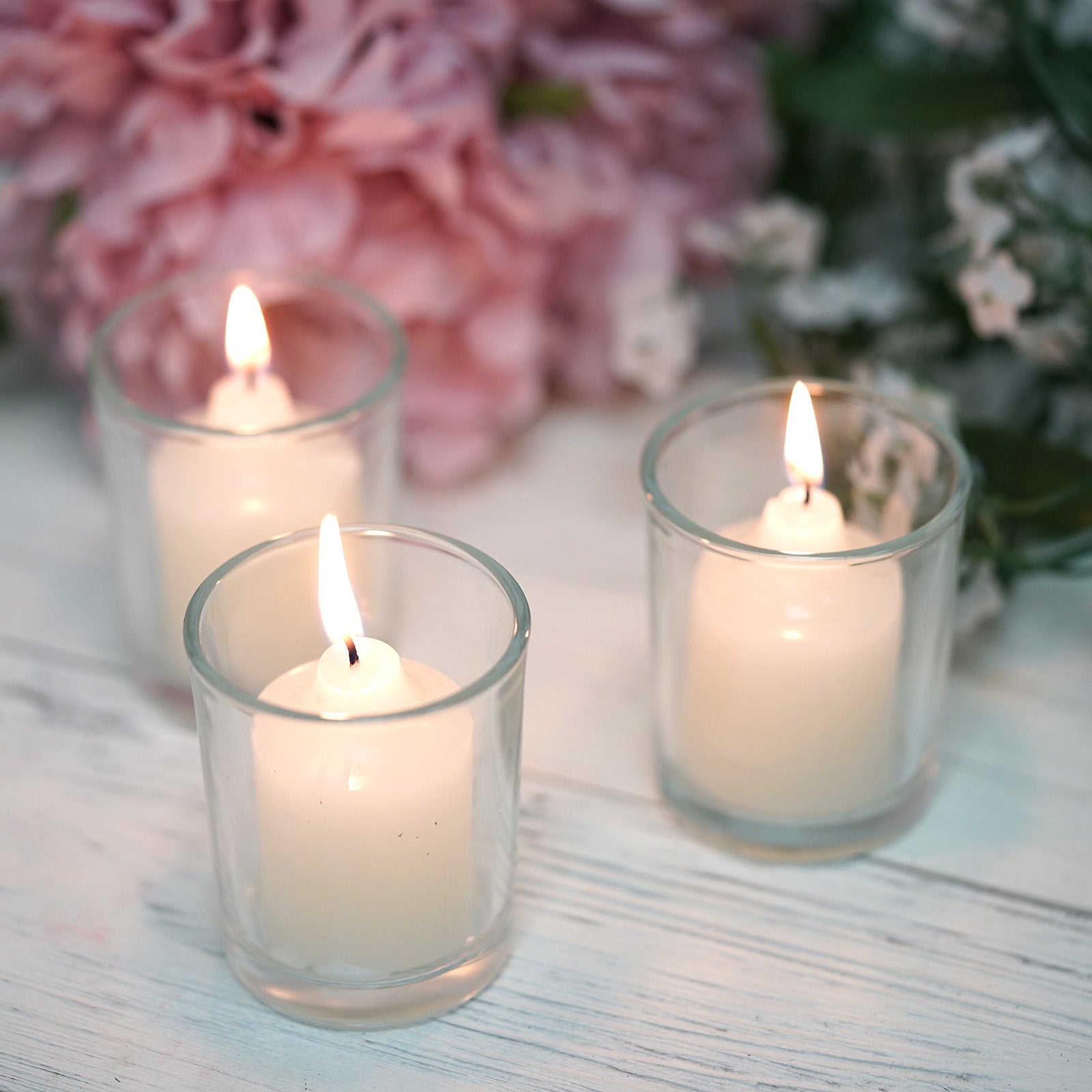 12 Pack Ivory Votive Candles with Clear Votive Holder Set ...